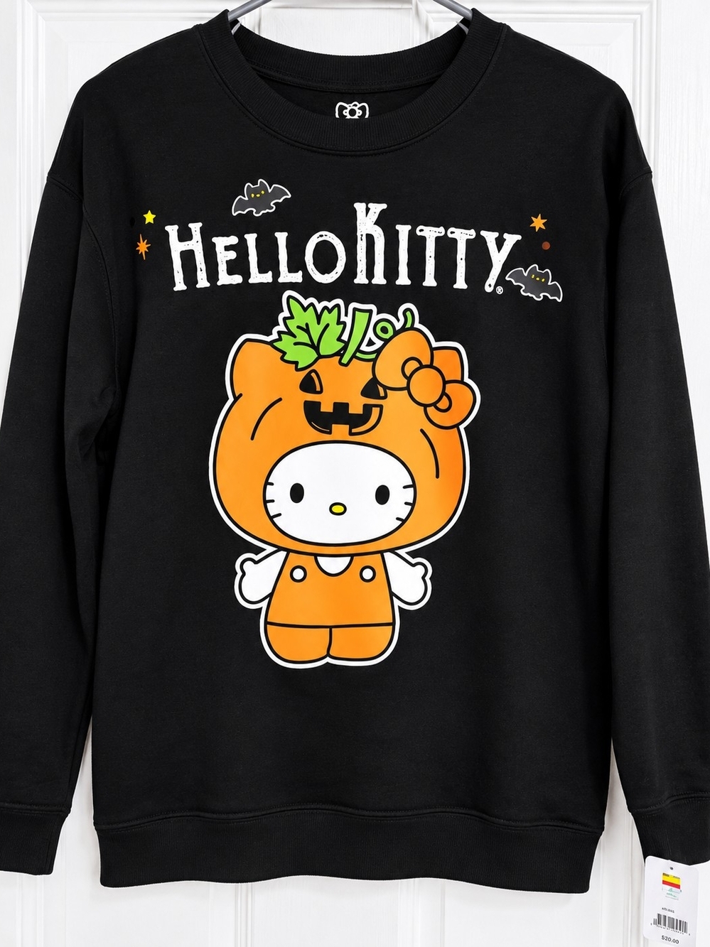 Hello Kitty Black Sweatshirt with Orange Pumpkin Costume Graphic